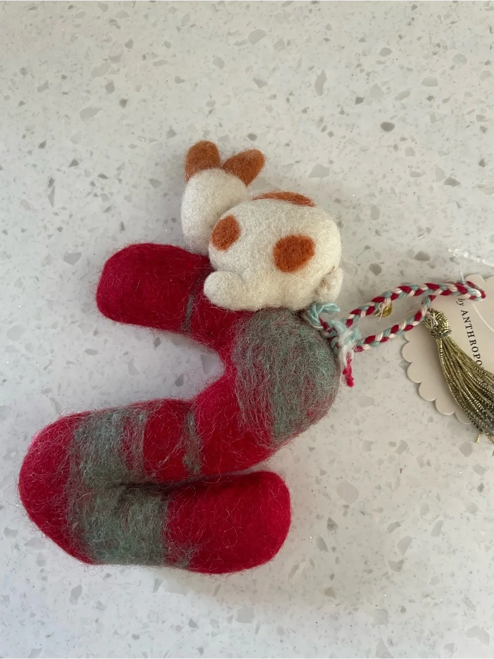 NWT Anthropologie Forest Friends Wool Felt Ornament Monogram S Cat